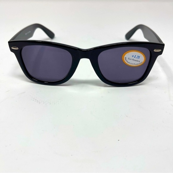 Reader 1.75‎ Sunglasses UV Protection Black Silver with Faux Crock Look Slip Bag - Picture 2 of 7